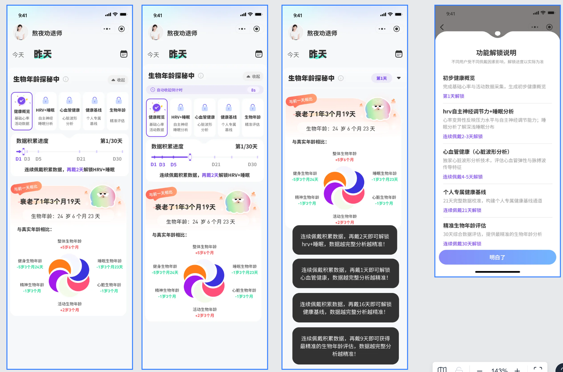 小程序蓝区助手 - 数据视图（生物年龄/HRV/睡眠等）